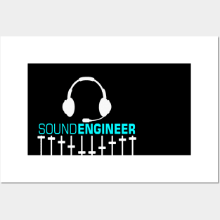 Sound engineer, audio engineering, headset, equalizer Posters and Art